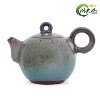供应神垕镇钧瓷 自然窑变茶具收藏版  孔雀绿茶具圆满壶