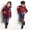 2013新款冬装儿童牛仔米字加厚三件套 时尚韩版多色可选 艾逸童装
