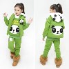 艾逸2013冬款 熊猫头女童大卫衣三件套 加厚动物童装 中大童套装