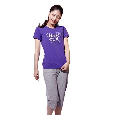 捷路运动服装-经典深紫色上衣灰色休闲五分裤