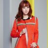 酷库女装产品-橘红色中长款长袖OL圆领外套