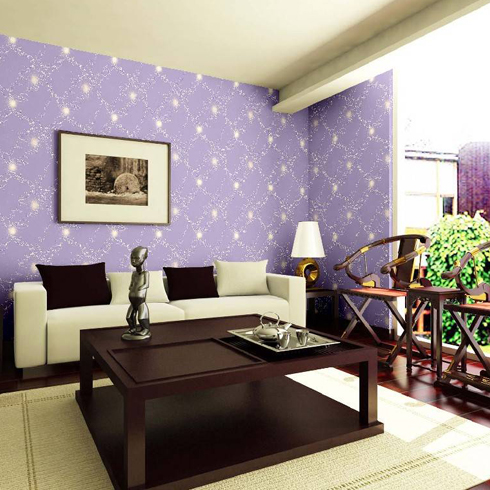 涂尚居3D多彩墙艺秀产品-紫色淡雅客厅墙艺