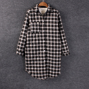 CB274 日式文艺休闲棉衣秋冬新款女格子翻领