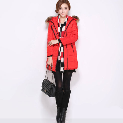 艾米女装产品-艾米秋冬羽绒服红色中长款
