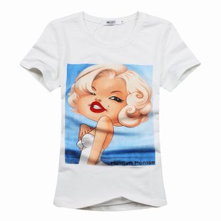 2014外贸夏装女款短袖T恤性感玛丽莲梦露卡通