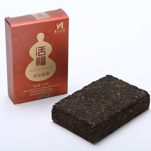 安化黑茶 道然活福天尖茯砖 金花茯茶砖360g 健