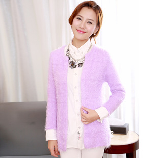 女装秋冬新款针织开衫 零售批发韩版马海毛针