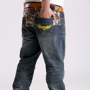 1118大促男装潮品牌加大码牛仔裤 男式宽松休