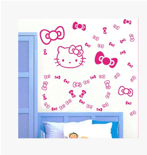 凯迪猫创意蝴蝶结卡通装饰卧室电视床头背景玻