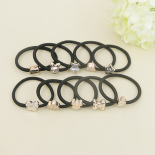 FQ019韩版电镀珠头绳 打底发饰皮筋金珠皇冠