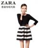 香港代购女装2015春季新款 条纹拼接长袖显瘦收腰高端打底连衣裙