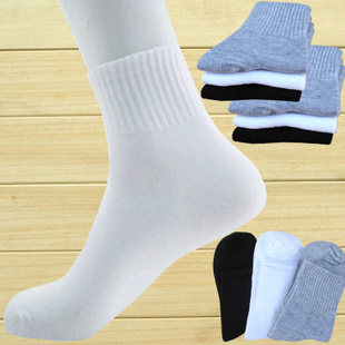 黑色大电脑运动袜 涤棉男士中筒地摊男袜子义