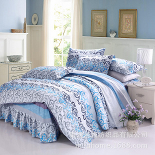 厂家直销 纯棉床裙四件套全棉床罩 春夏 秋冬 四