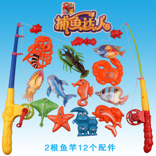 钓鱼玩具套装捕鱼达人磁性钓鱼玩具儿童静态鱼