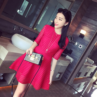 夏季新款欧洲站气质女装甜美性感纯色镂空女裙