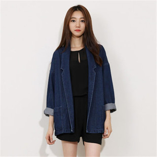 2015春装复古BF风宽松大码西装翻领女装时尚