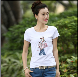 2015新款夏装韩版女装短袖T恤女白色大码体恤