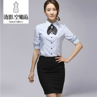 厂家直销夏季新款工作服女式正装 女士短袖衬