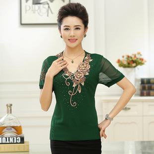 2015夏季新款妈妈装中老年女针织衫大码宽松