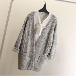 春秋韩版针织衫女开衫薄新品春装中长款毛衣外