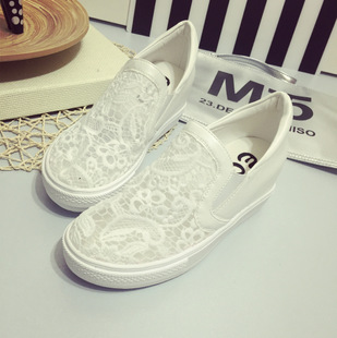 夏季韩版透气网纱女鞋 亮片布内增高 女鞋 eos