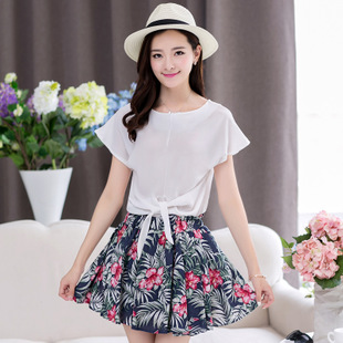 2015夏装新款小香风韩版雪纺印花裙子连衣裙
