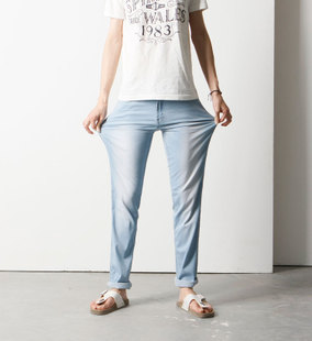 新款夏季超薄浅蓝色弹性男裤弹力牛仔裤男薄款