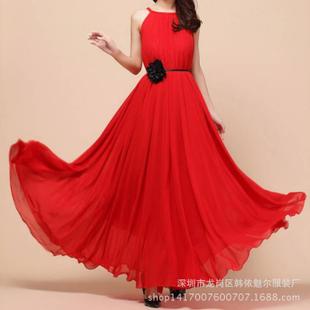 雪纺连衣裙 2015夏季波西米亚新品连衣裙 吊带