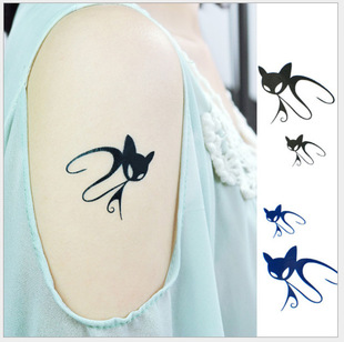 韩国原宿个性男女防水纹身贴纸 玫瑰猫咪字母