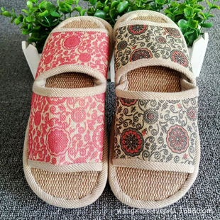 青花瓷亚麻拖鞋 情侣款家居地板拖鞋防滑耐磨