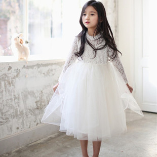 童装 女童韩国连衣裙 唯美高端蕾丝长袖公主裙