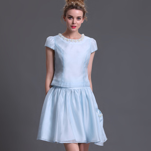 2015夏季新款女装欧根纱套装裙两件套 欧洲站