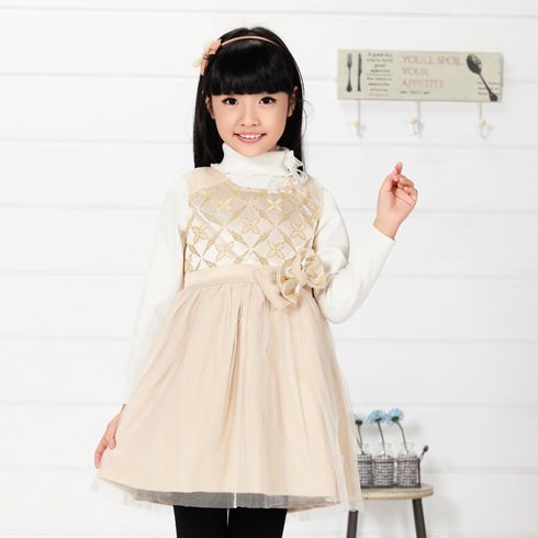 贝蕾尔童装产品-贝蕾尔女童秋冬蕾丝连衣裙