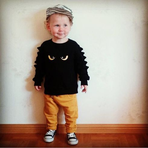 ins独家爆款 小怪兽眼睛卫衣 秋冬黑色加绒卫衣