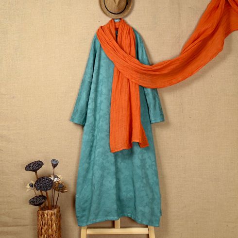 2015秋冬新款棉麻加厚外贸长袖连衣裙A字裙中