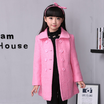 童装女童毛呢大衣外套2015秋冬新款儿童呢子
