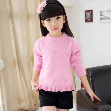 秋冬装女孩童装厚款毛衣中大童女童时尚韩版圆