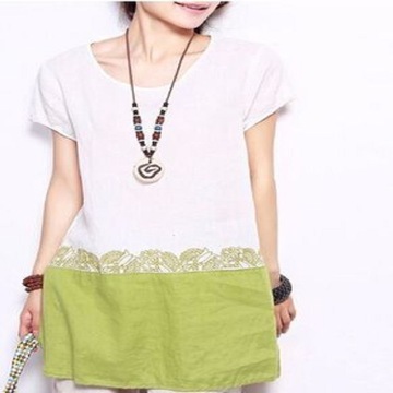 2016夏装新款棉麻t恤女宽松中长款文艺短袖大