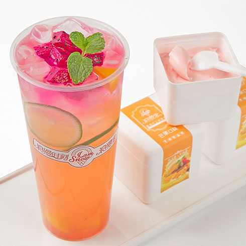 浪漫雪冰淇淋-香橙火龙果茶