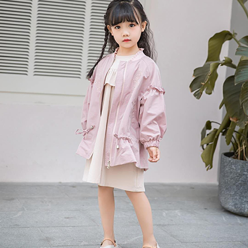 巴布兔韩派童装-藕粉色长袖宽松外套
