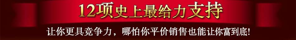 12项史上最给力支持，让你更具竞争力，哪怕你平价销售也能让你富到底！