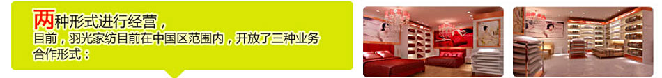 目前,羽光家纺在中国区范围内,开放了三种业务合作形式