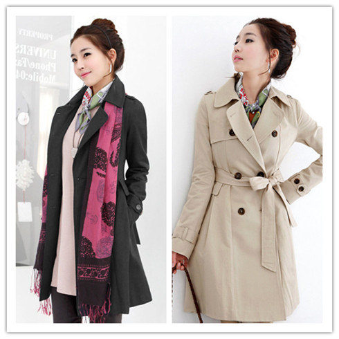 修身双排扣女式风衣