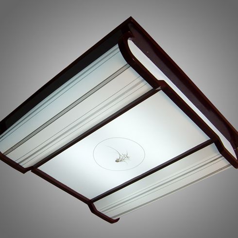 品位生活中式简约丝印红木羊皮吸顶灯