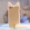 獭兔毛手机壳苹果4硅胶保护壳毛绒猫保护套iphone5 尾巴猫手机套