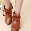 秋冬新款女靴子 时尚新款女鞋真皮系带短靴 休闲马丁靴 舒适单靴