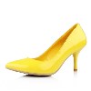 2013新欧美细跟尖头女高跟黄色糖果色单鞋通勤真皮婚鞋白色工作鞋