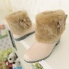 韩版经典新款潮女靴  甜美可爱蝴蝶结套筒雪地靴 平跟短靴子