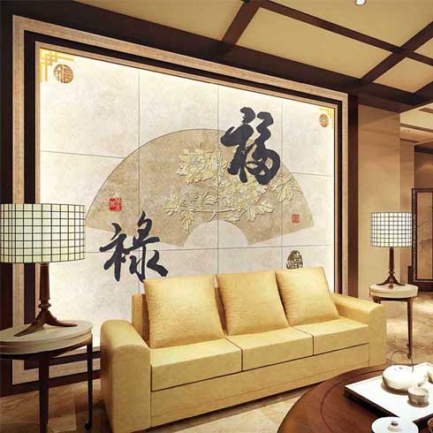 雅素丽背景墙产品-雅素丽彩雕背景墙-福禄