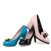 宝丽娜女鞋产品-粗高跟甜美蝴蝶结尖头单鞋
